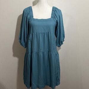 Hunter & Brown Teal Puff Sleeve Babydoll Dress – Size Small